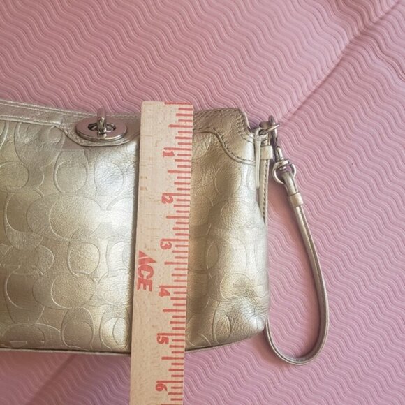 Coach Y2K Gold Leather Legacy Foldover Wristlet with Turn Lock Mini Bag - Picture 14 of 14